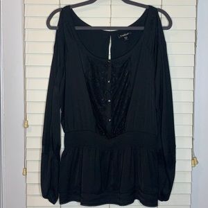 EUC Bebe black lace detail blouse | Size L